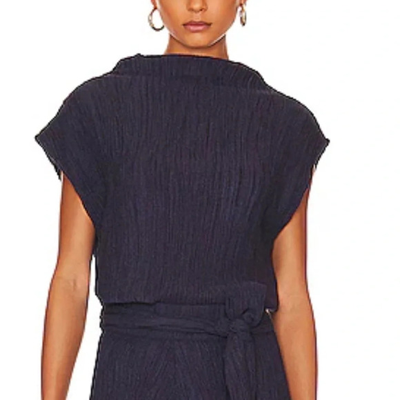 Savannah Morrow Sir Crinkle Top Indigo XS NWT Resort Vacation Beach Bohemian - Picture 1 of 7